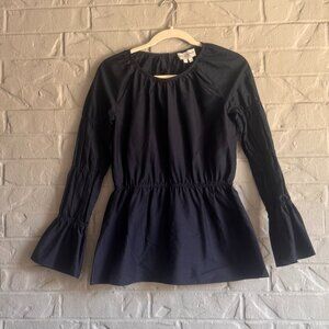 Charlotte Brody New York Navy Cinched Waist Top - Size Small - Elegant Details!